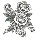 skeleton hand holding a rose tattoo design idea