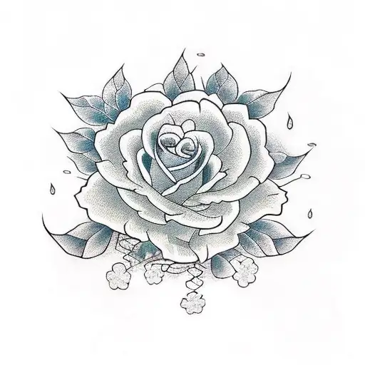 horizontal vine with roses tattoo design idea
