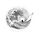wave sun peace tattoo design idea