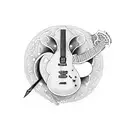 uma guitarra quebrada e uma violeta roxa e uma espada tattoo design idea