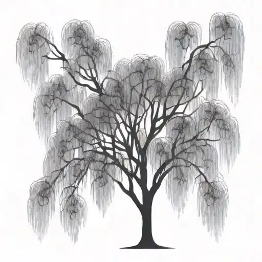 weeping willow tree growing tattoo design idea