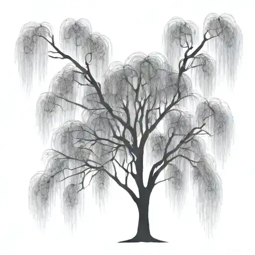 weeping willow tree growing tattoo design idea