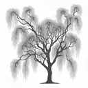 weeping willow tree growing tattoo design idea