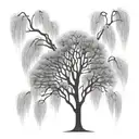 weeping willow tree growing tattoo design idea
