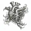 Create a tattoo design featuring a mechanical heart intertwined with emo rock lyrics tattoo design idea