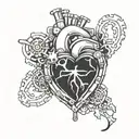 Create a tattoo design featuring a mechanical heart intertwined with emo rock lyrics tattoo design idea