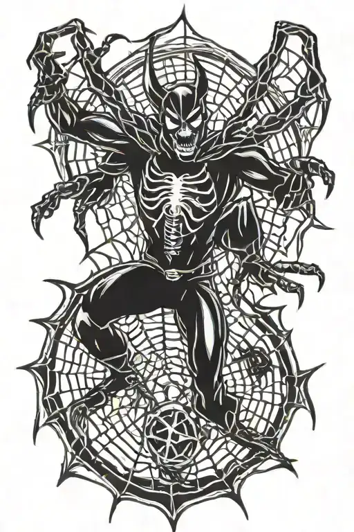 Satan fighting spider in spider web tattoo design tattoo design idea