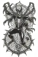 Satan fighting spider in spider web tattoo design tattoo design idea