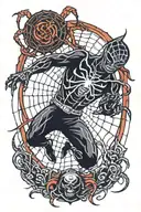 Satan fighting spider in spider web tattoo design tattoo design idea