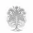 A tattoo design that combines elements of nutrition and spirituality, such as a tree of life made up of various fruits and vegetables in dotwork style. tattoo design idea