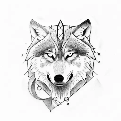 wolf with libra symbol and infinity symbol tattoo design idea