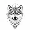 wolf with libra symbol and infinity symbol tattoo design idea