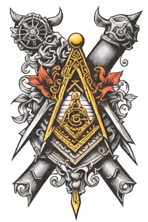 masonic square and compass tattoo design idea