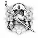 knight holding double sided ax tattoo design idea