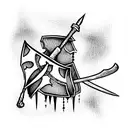 knight holding double sided ax tattoo design idea