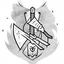 knight holding double sided ax tattoo design idea