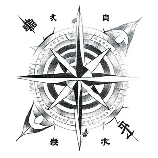 airplane compass rose  tattoo design idea