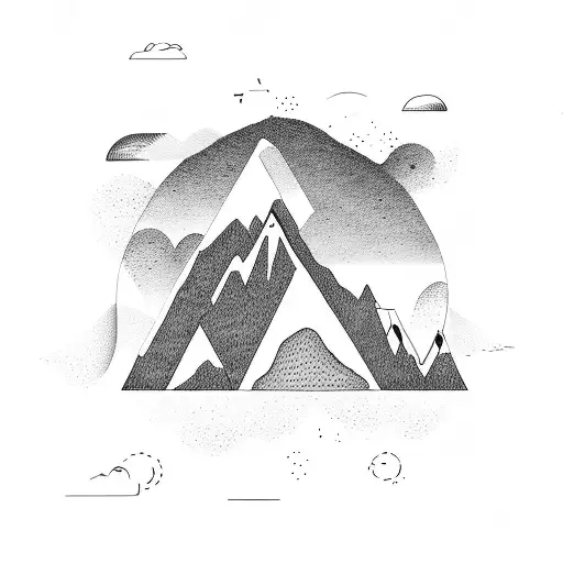 A mountain range with an abstract representation of a sales graph integrated into the design tattoo design idea