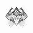 A mountain range with an abstract representation of a sales graph integrated into the design tattoo design idea