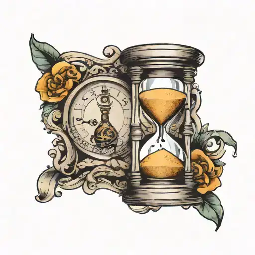 hour glass with sand clock tattoo design idea