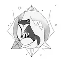 Fox against the background of the forest and the moon tattoo design idea