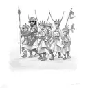 king and queen guiding kid and the kid guides three more children tattoo design idea