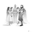 king and queen guiding kid and the kid guides three more children tattoo design idea