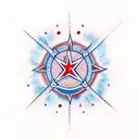 Chicago red star with light blue outline tattoo design idea