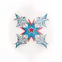 Chicago red star with light blue outline tattoo design idea