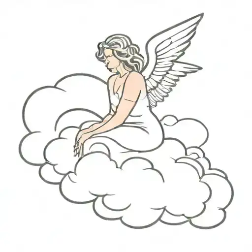 angel on a cloud tattoo design idea