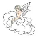 angel on a cloud tattoo design idea