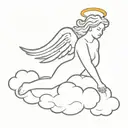 angel on a cloud tattoo design idea