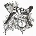 tulip & magpie tattoo design idea