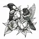 tulip & magpie tattoo design idea