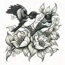 tulip & magpie tattoo design idea