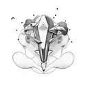 paper plane with plane's shadow tattoo design idea