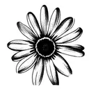 the word joy in cursive turning into the stem of a daisy tattoo design idea