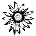 the word joy in cursive turning into the stem of a daisy tattoo design idea