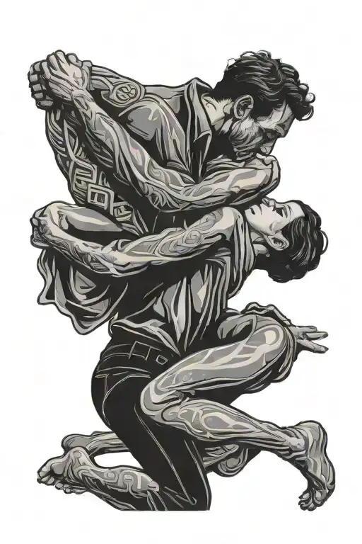 A mysterious silhouette of a figure being choked, representing the power dynamics in BDSM relationships tattoo design idea