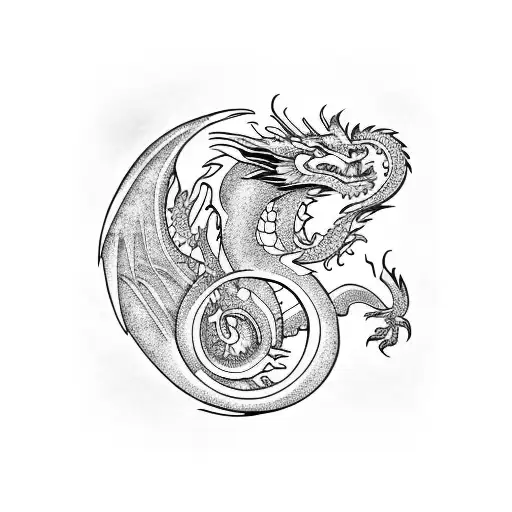 dragon and bass clef tattoo design idea