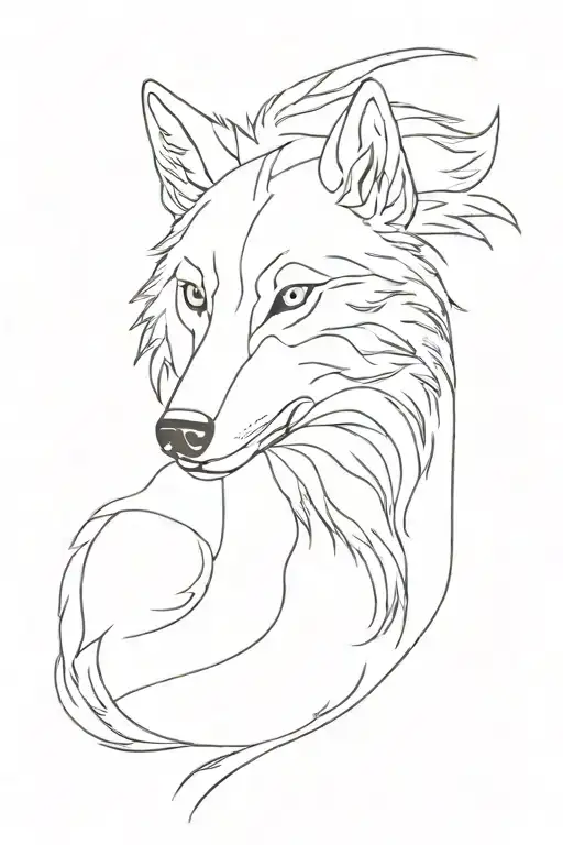 young wolf silhouette tattoo design idea