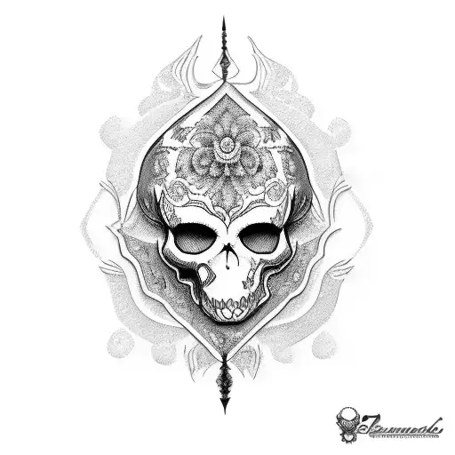 Caveira, Henna, thigh tattoo design idea