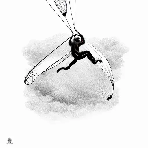parachuting monkey tattoo design idea