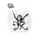 parachuting monkey tattoo design idea