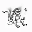 parachuting monkey tattoo design idea