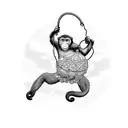 parachuting monkey tattoo design idea
