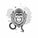 parachuting monkey tattoo design idea