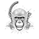 parachuting monkey tattoo design idea