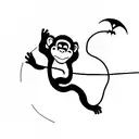 parachuting monkey tattoo design idea