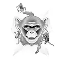 monkey parachuting  tattoo design idea